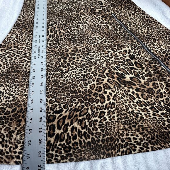 Comfy USA Women's Leopard Print Dress Medium Brown 3/4 Sleeve Stretch Zip Detail - Picture 7 of 7